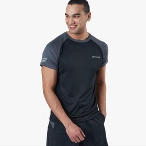 BABOLAT New T-shirt Play Crew Neck Black Grey Colorblock Quickdry XL